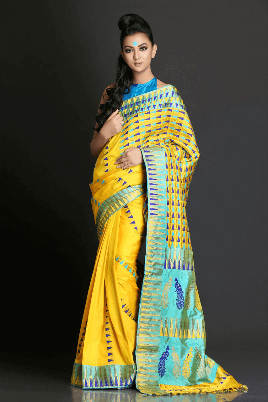 Mulberry Silk (Paat) - Yellow & Blue