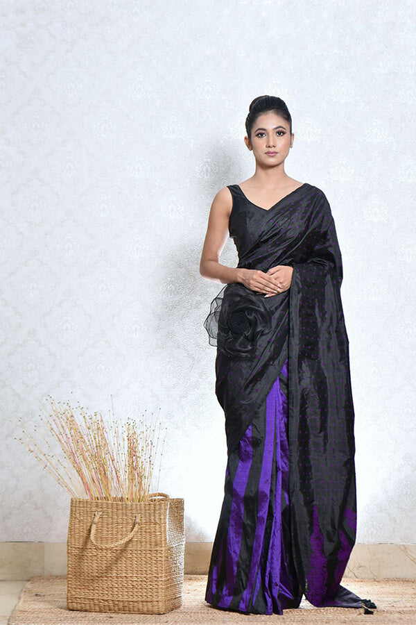 BLACK AND PURPLE SAREE