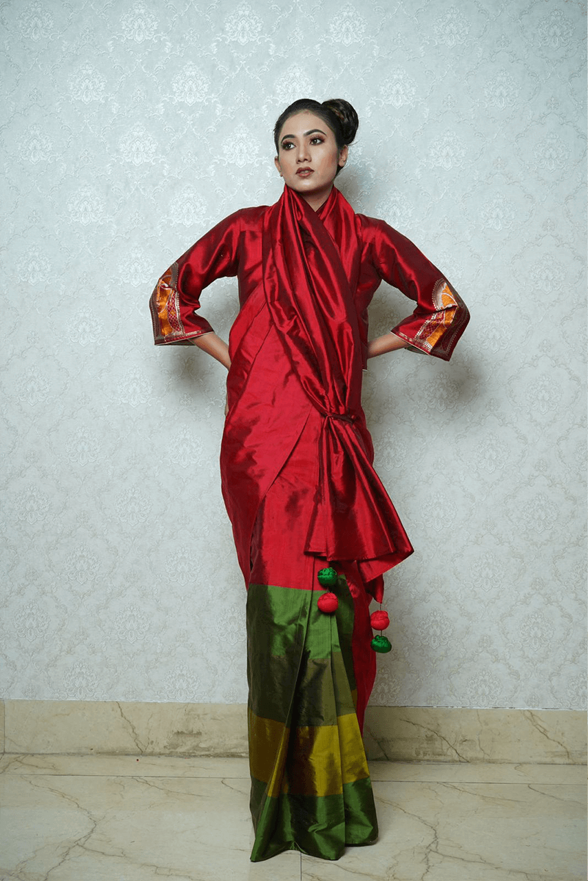 Mulberry Silk (Paat) - Red & Green