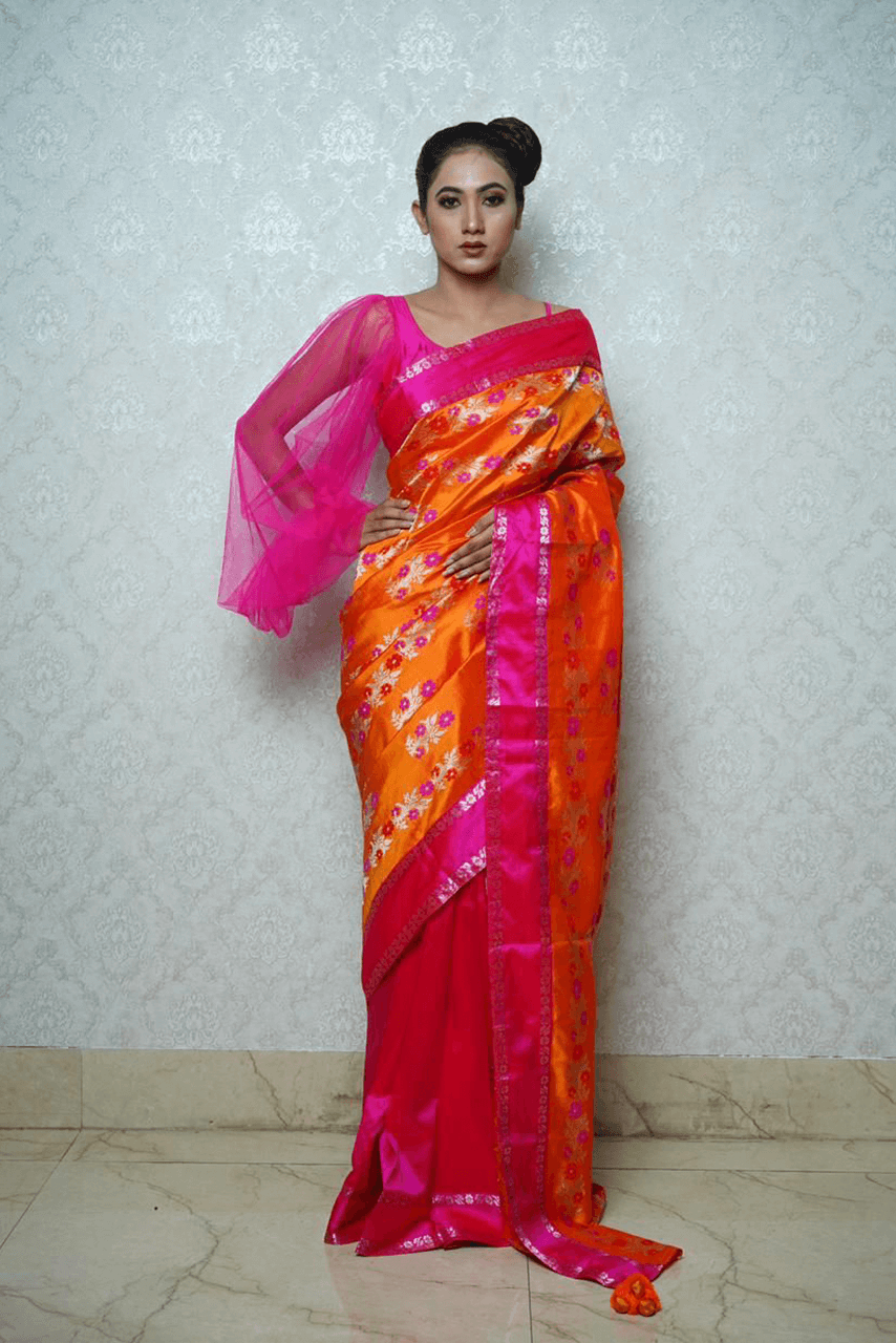 Mulberry Silk (Paat) - Pink & Orange