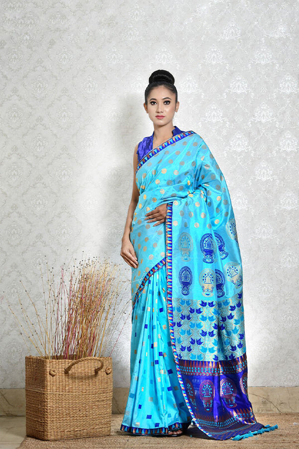 ROYAL BLUE AND LIGHT BLUE SAREE