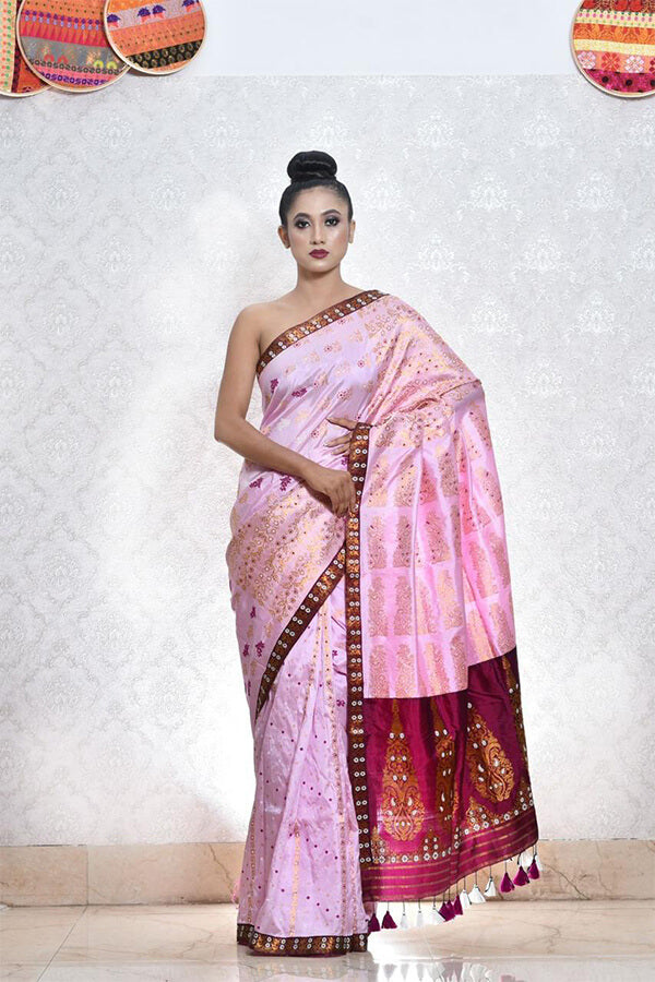 PINK AND WINE COLOUR SAREE