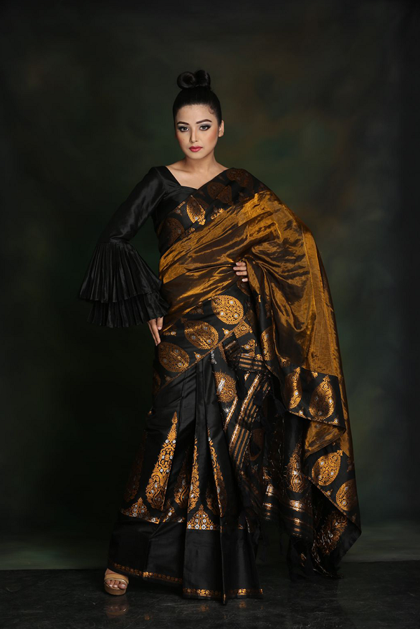 MEKHELA CHADOR - MULBERRY (Black & Gold)