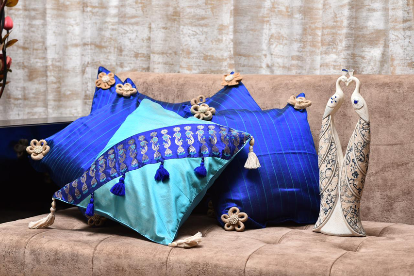 Royal Blue and Light Blue Cushion Cover
