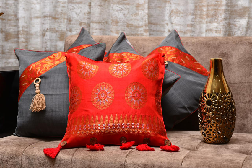 Red and Grey Cushion Cover