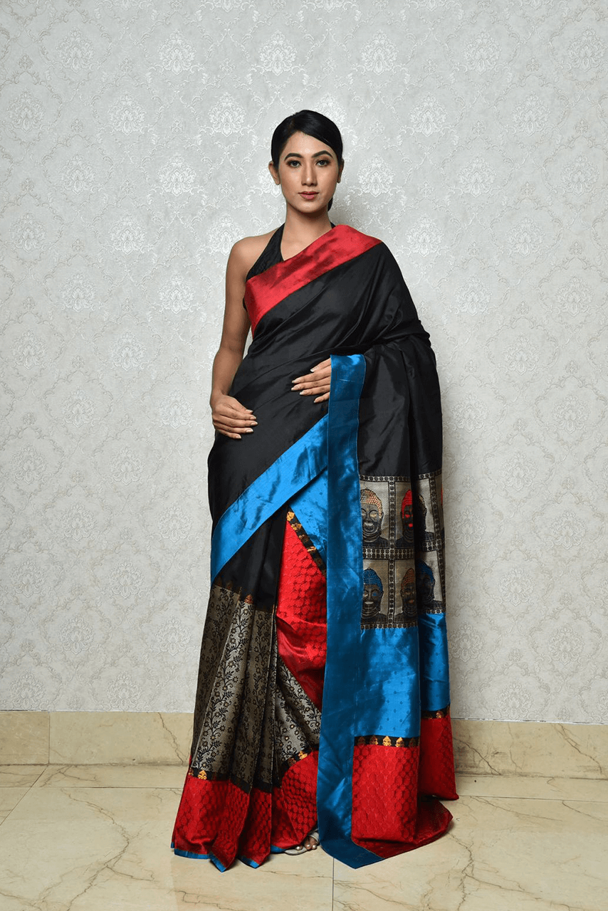 Mulberry Silk (Paat) - Black, Red & Blue