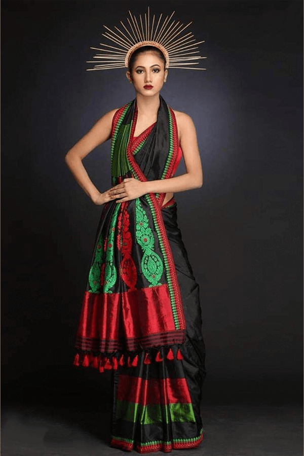 Mulberry Silk (Paat) - Black, Red & Green