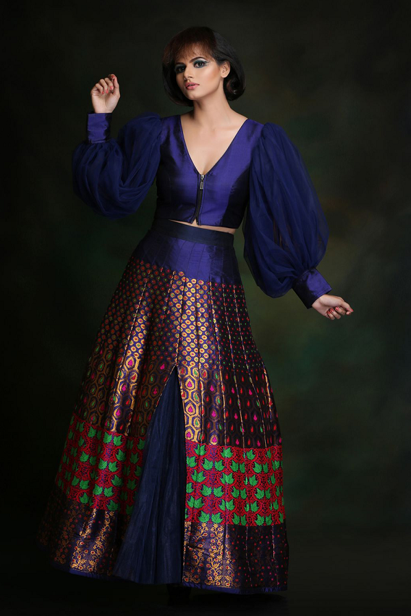 Mulberry Silk (Paat) - Long Skirt ( Royal Blue)